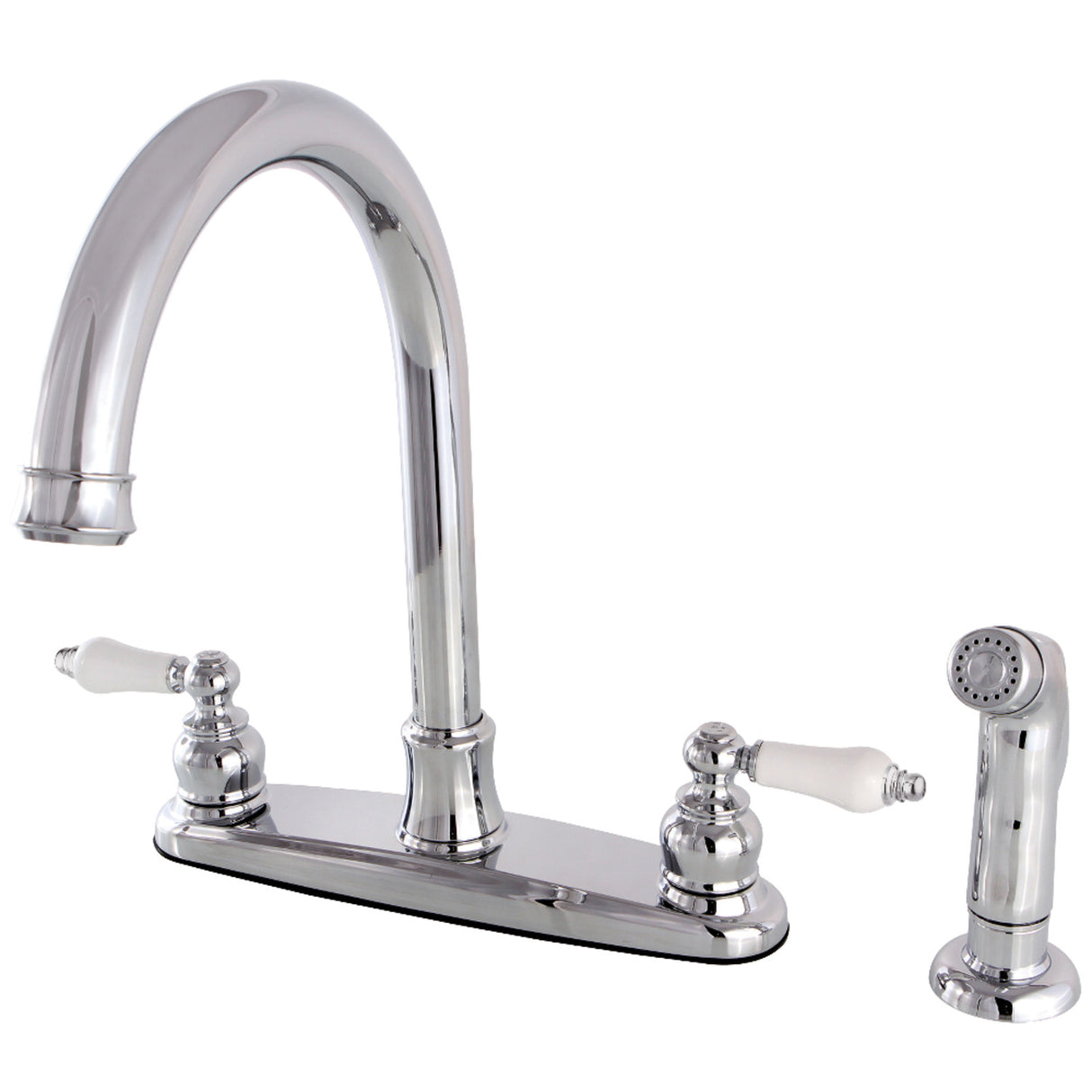 Kingston Brass FB7791PLSP Victorian 8-Inch Centerset Kitchen Faucet with Sprayer, Polished Chrome