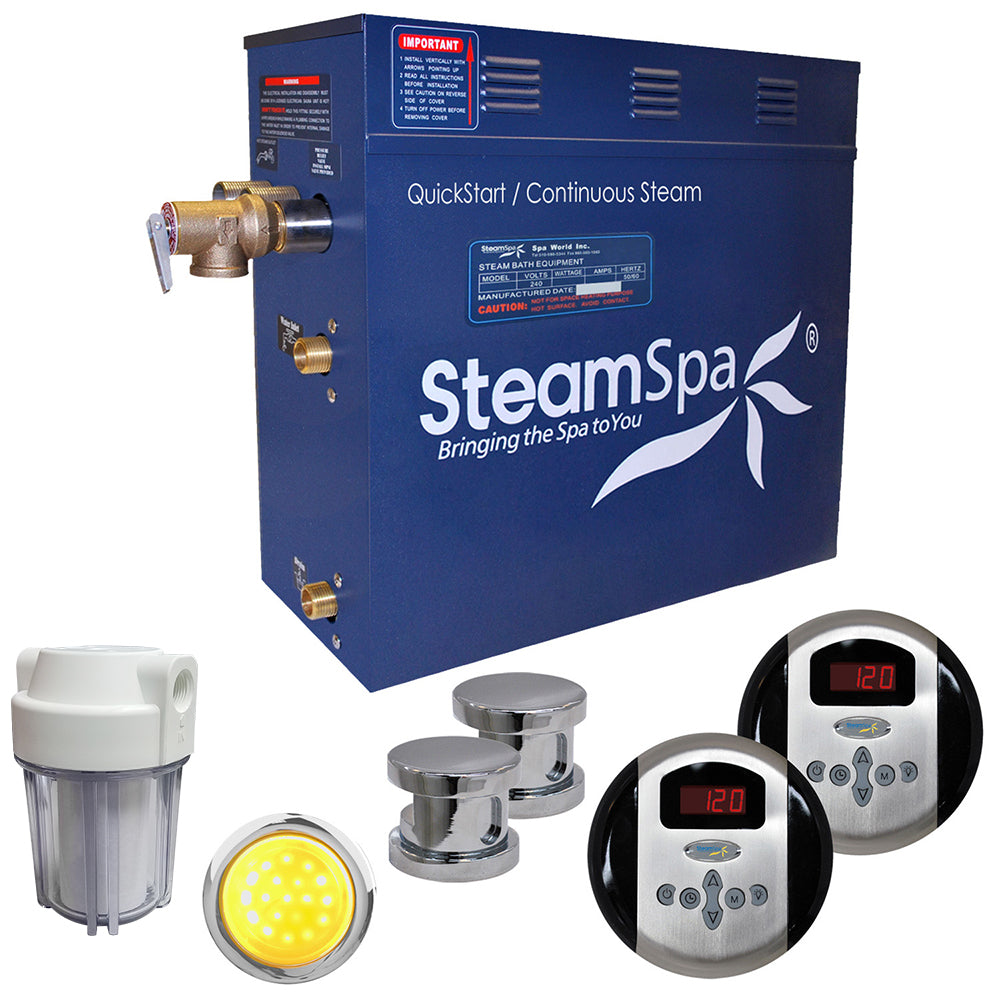 SteamSpa Royal 10.5 KW QuickStart Acu-Steam Bath Generator Package in Polished Chrome RY1050CH
