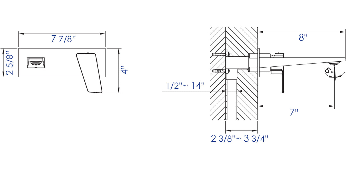 ALFI brand AB1472-PC Polished Chrome Wall Mounted Bathroom Faucet