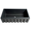 33" Black Matte Reversible Smooth / Fluted Single Bowl Fireclay Farm Sink