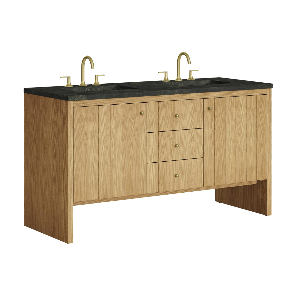 Hudson 60" Double Vanity, Light Natural Oak, w/ 3 CM Phantome Eclos Top