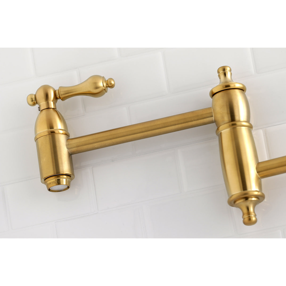 Kingston Brass KS3107AL Restoration Wall Mount Pot Filler Kitchen Faucet, Brushed Brass