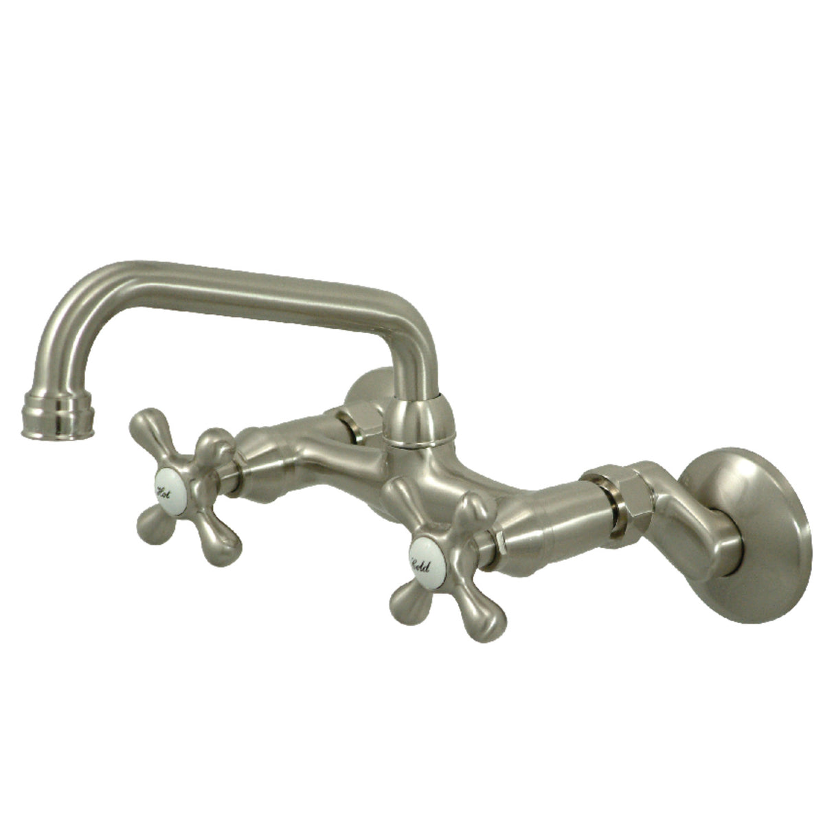 Kingston Brass KS213SN Kingston Two Handle Wall Mount Kitchen Faucet, Brushed Nickel