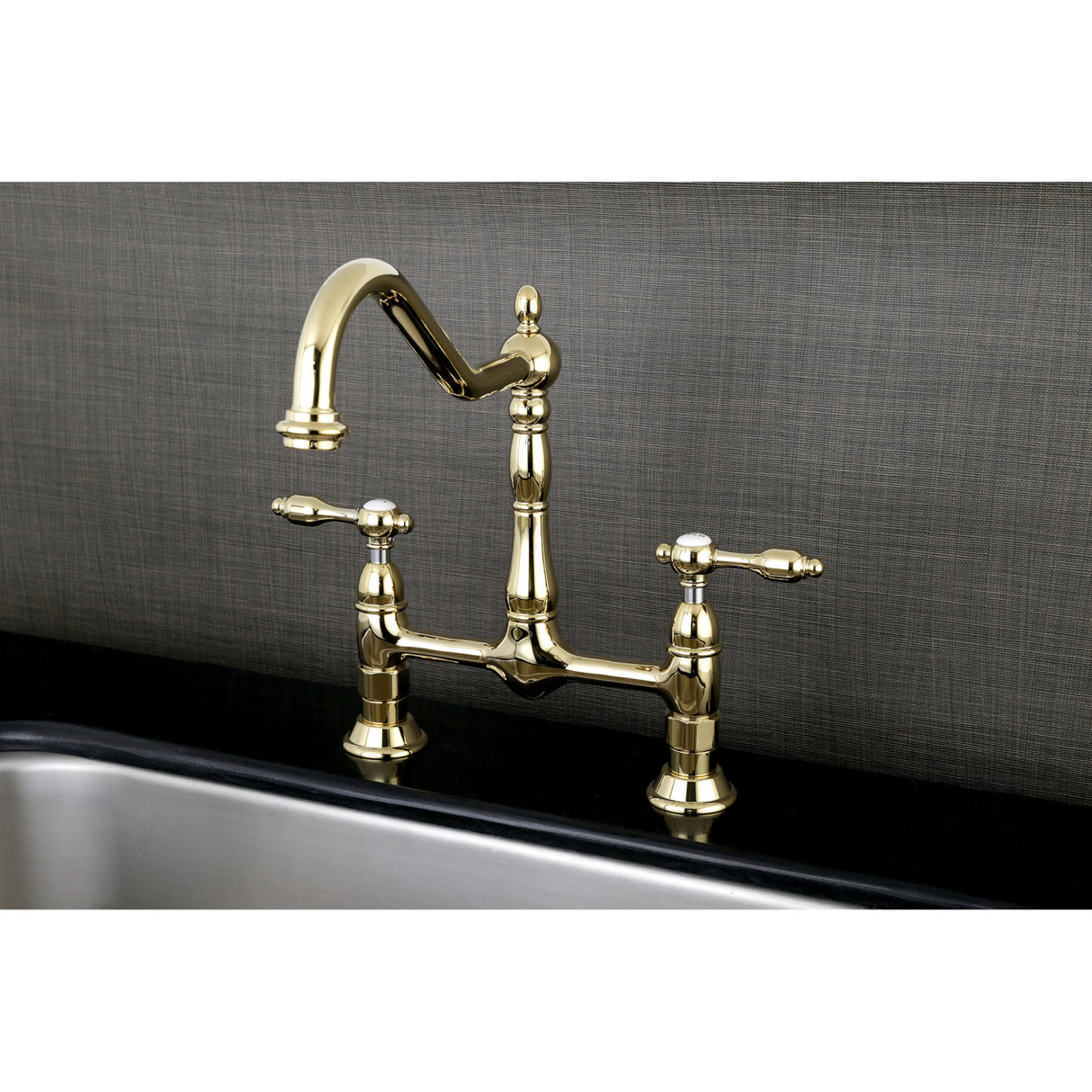 Kingston Brass KS1172TAL Tudor Bridge Kitchen Faucet, Polished Brass
