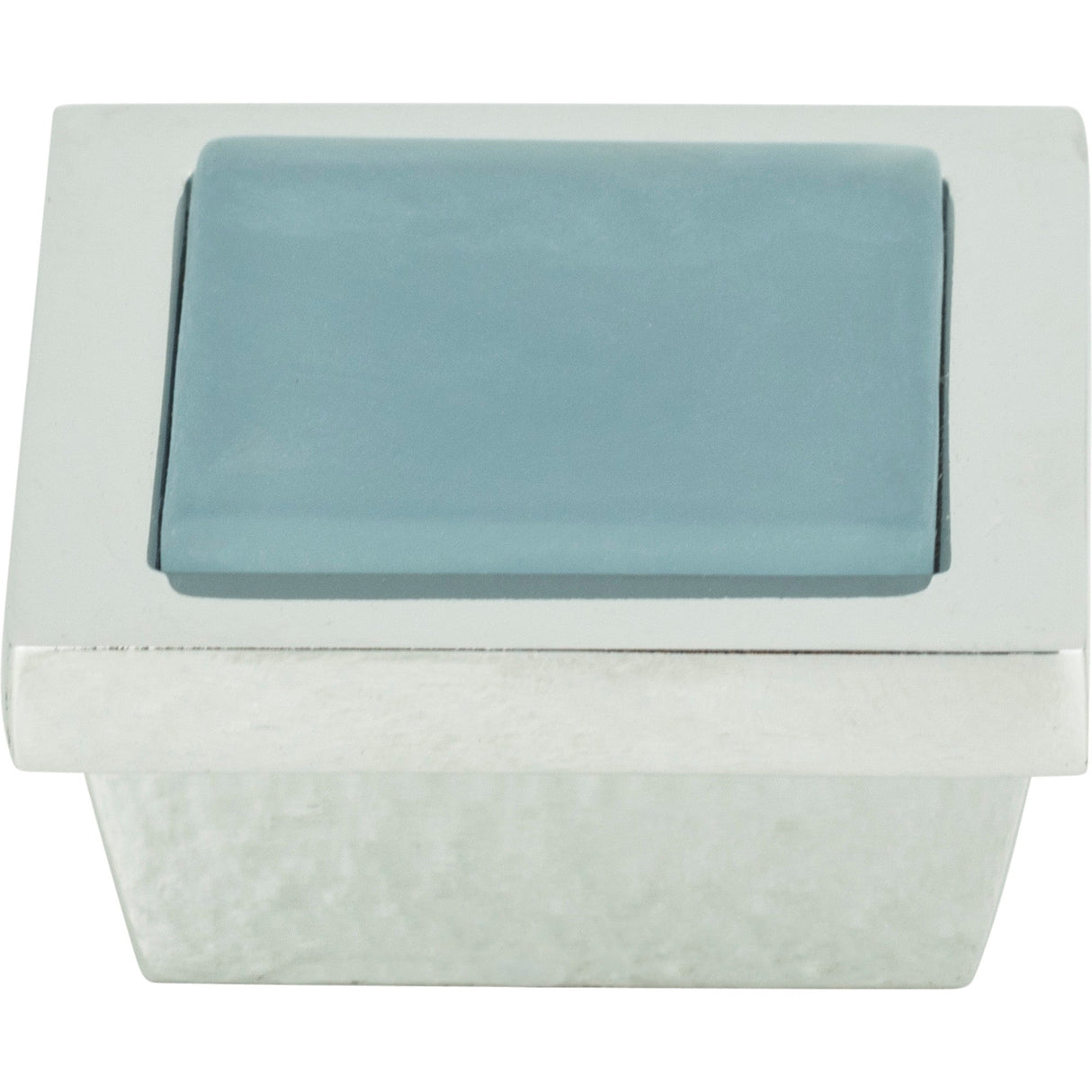 Atlas Homewares Spa Blue Square Knob 1 3/8 Inch Polished Chrome