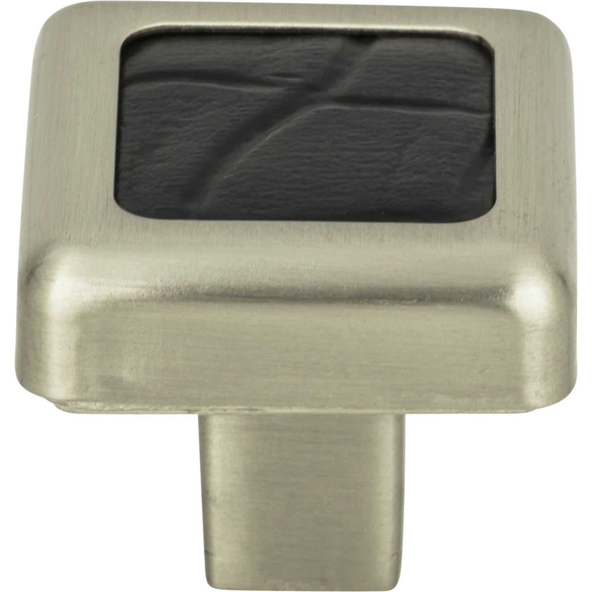 Atlas Homewares Paradigm Square Knob 1 1/4 Inch BN & Black Croc Leather