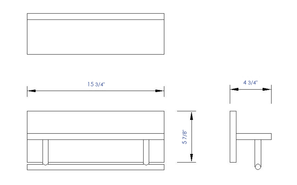 ALFI brand AB5511 16" Wooden Shelf with Chrome Towel Bar Bathroom Accessory