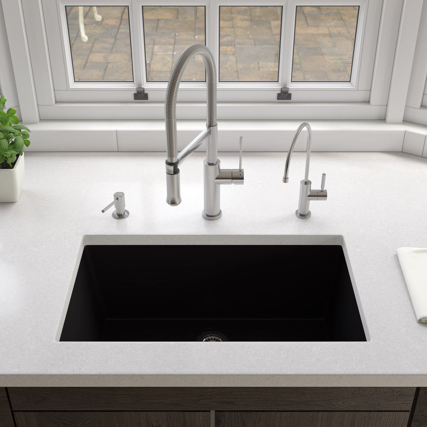 Black Matte 30" x 18" Fireclay Undermount / Drop In Fireclay Kitchen Sink