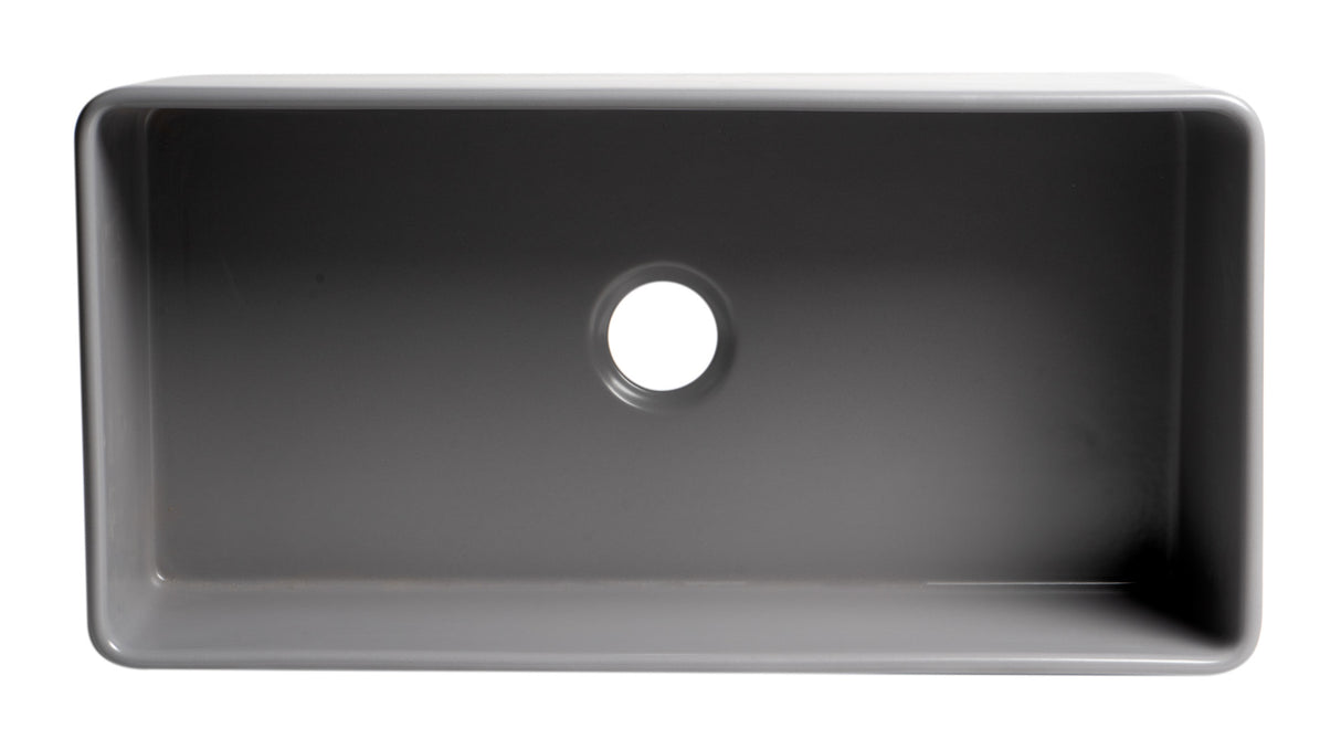 Gray Matte Smooth Apron 36" x 18" Single Bowl Fireclay Farm Sink