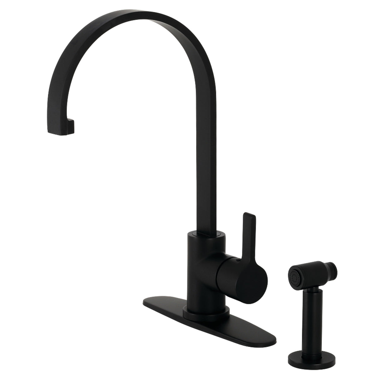 Kingston Brass LS8710CTLBS Continental Single-Handle Kitchen Faucet with Brass Sprayer, Matte Black