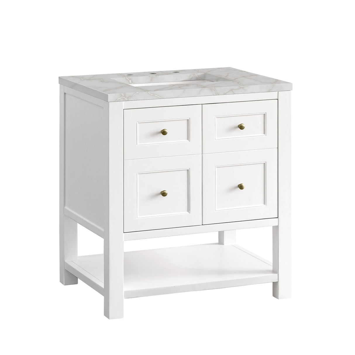 Breckenridge 30" Single Vanity, Bright White w/ 3 CM Victorian Silver Top