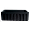 30" Black Matte Reversible Smooth / Fluted Single Bowl Fireclay Farm Sink