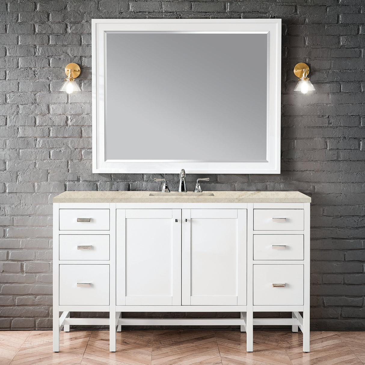Addison 60" Single Vanity, Glossy White, w/ 3 CM Tajnar Eclos Top