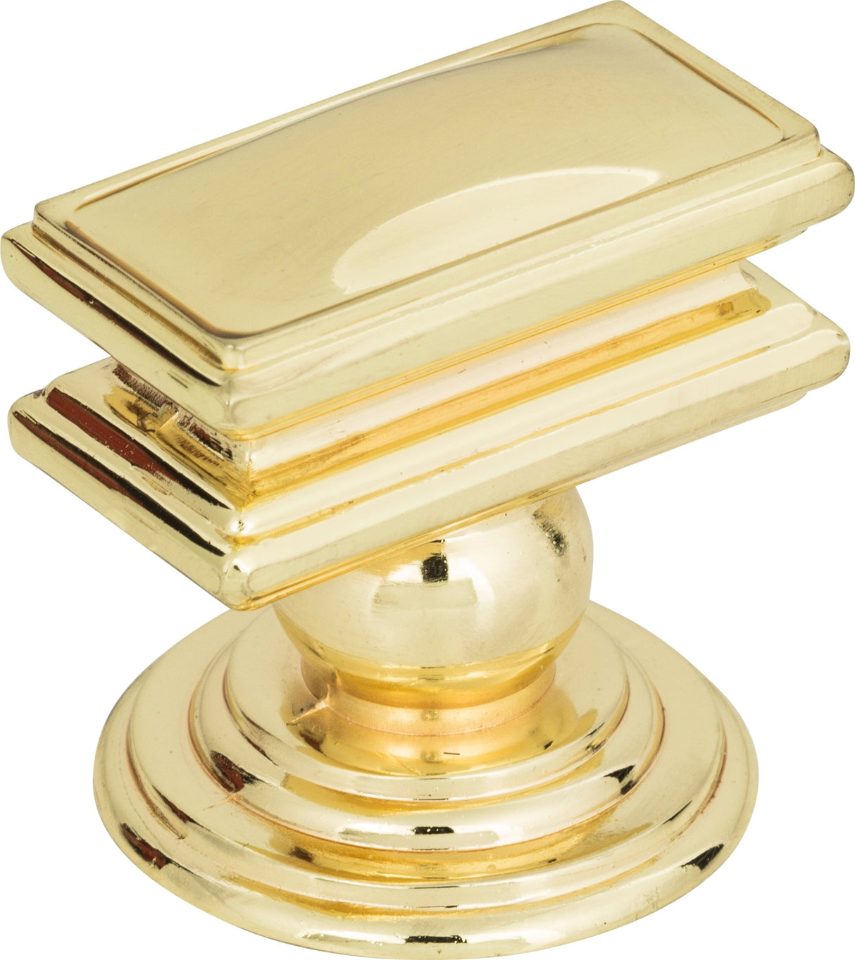 Atlas Homewares Campaign Rectangle Knob 1 1/2 Inch Polished Brass