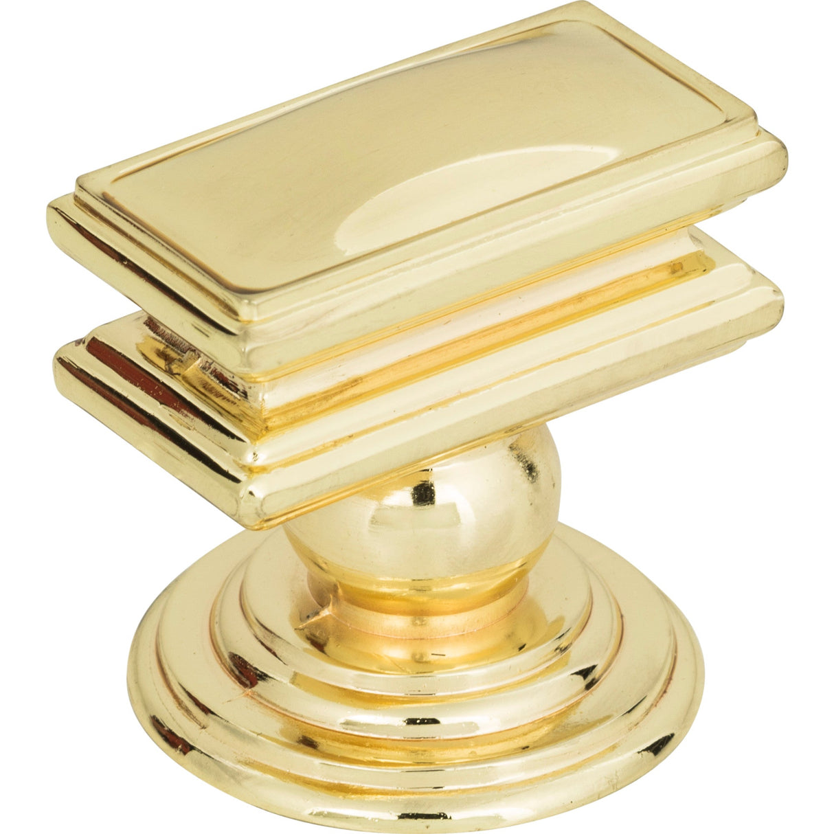 Atlas Homewares Campaign Rectangle Knob 1 1/2 Inch Polished Brass