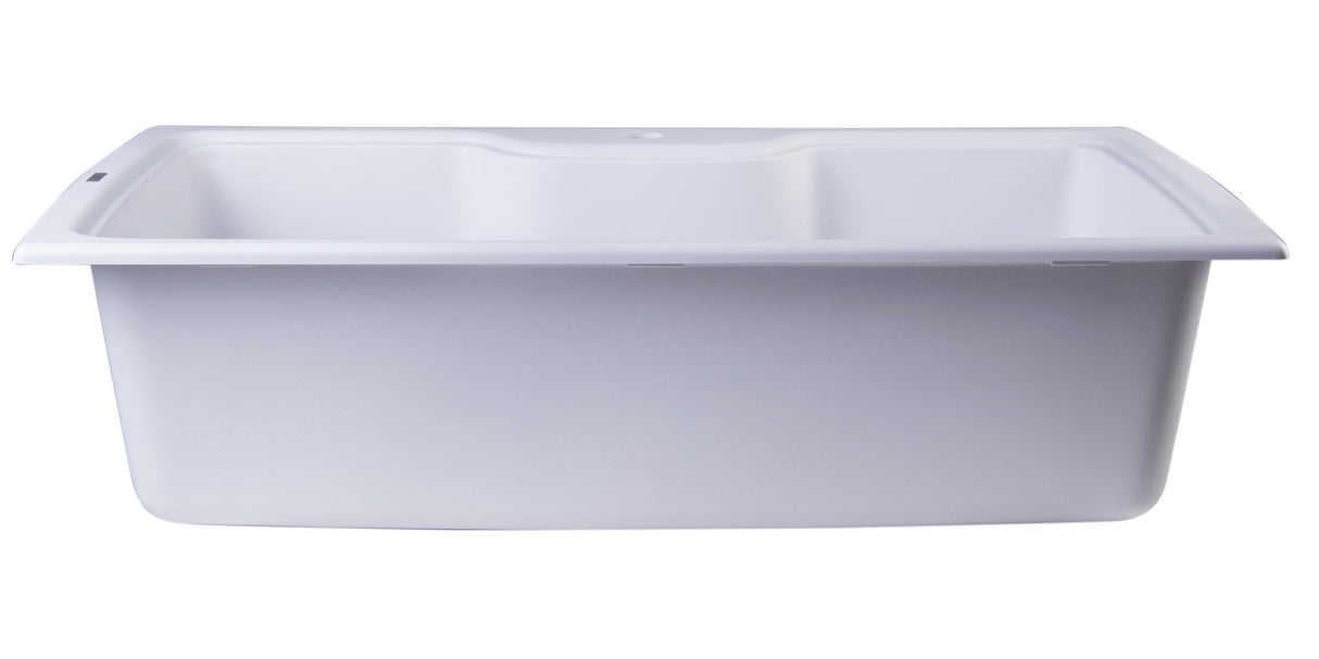 ALFI brand AB3520DI-W White 35" Drop-In Single Bowl Granite Composite Kitchen Sink