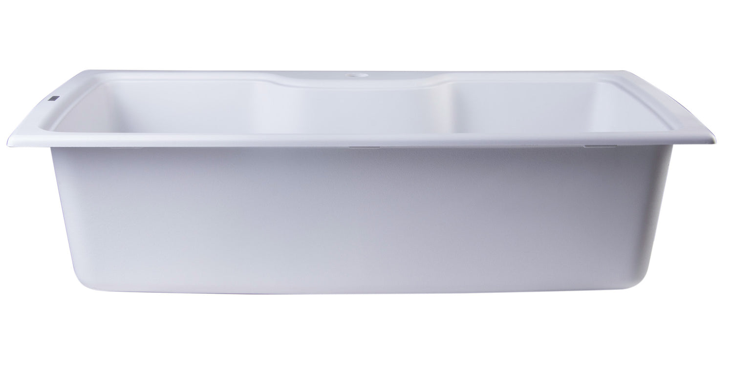 ALFI brand AB3520DI-W White 35" Drop-In Single Bowl Granite Composite Kitchen Sink