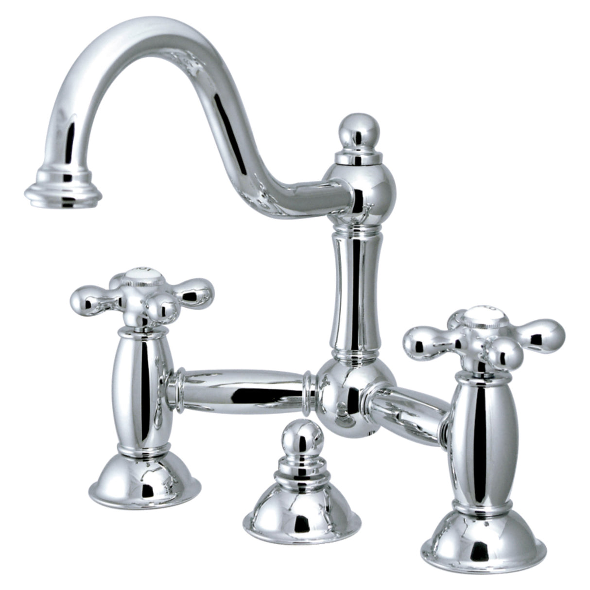Kingston Brass KS3911AX Restoration Bathroom Bridge Faucet, Polished Chrome