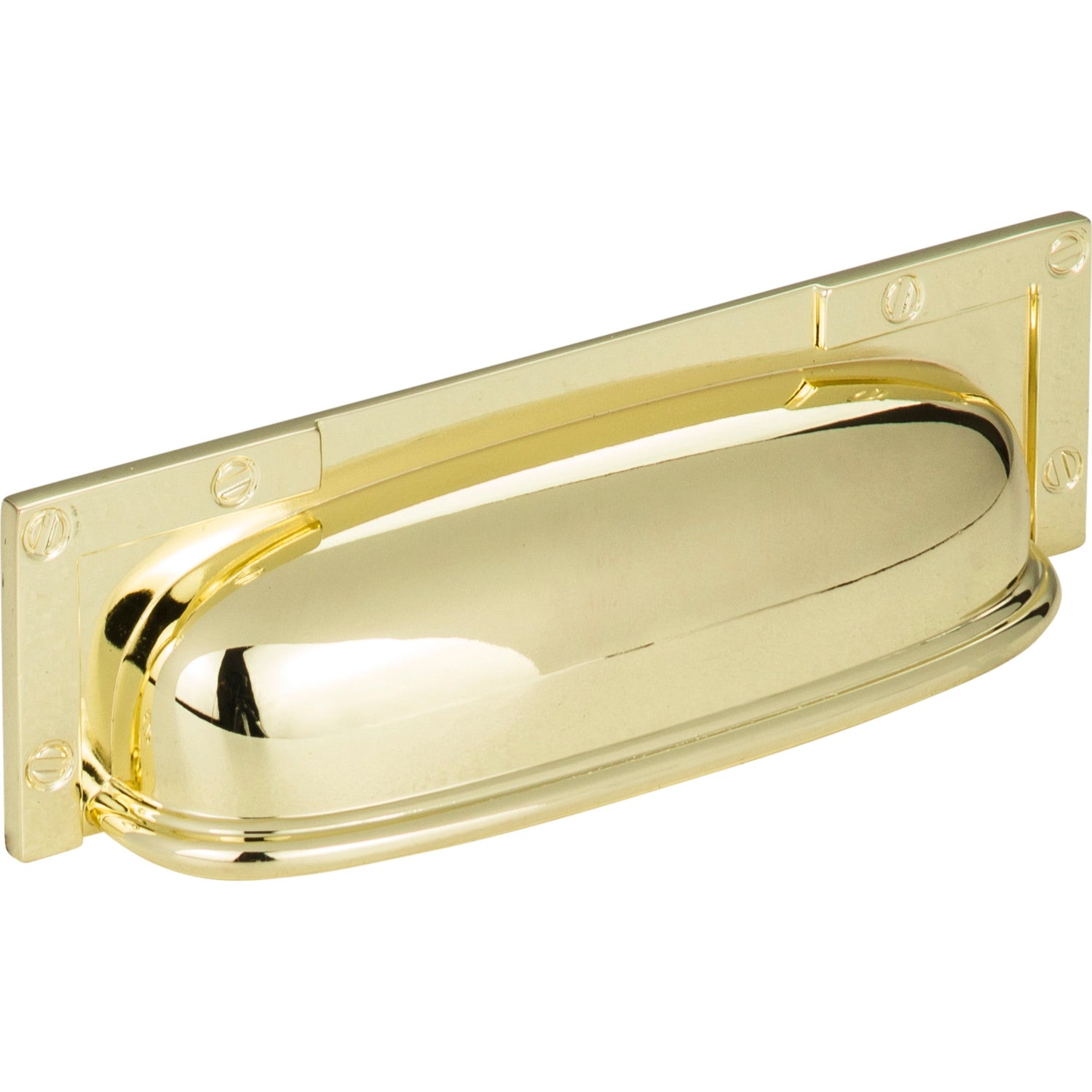 Atlas Homewares Campaign L-Bracket Cup Pull 3 3/4 Inch (c-c) Polished Brass