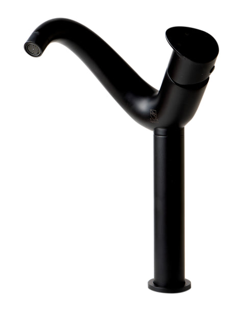 Black Matte Tall Wave Single Lever Bathroom Faucet