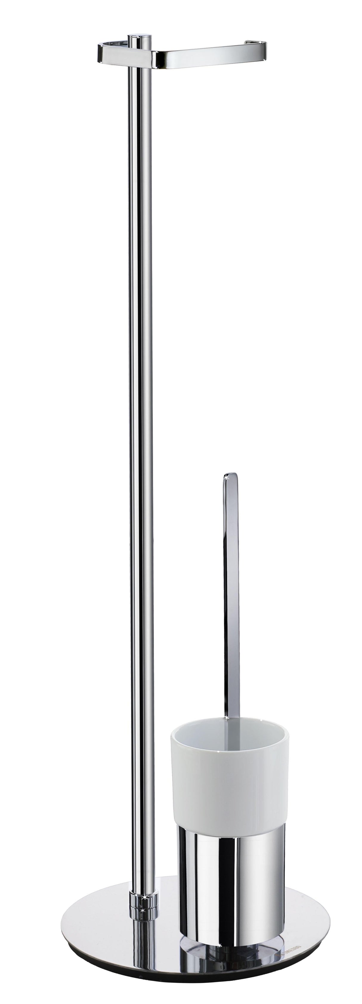 Smedbo Outline Toilet Roll Holder Free Standing/Toilet Brush including Porcelain Container