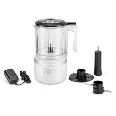 Kitchen Aid KFCB519WH 5 Cup Food Chopper, CORDLESS, Multi-Purpose Blade, Whisk Accessory