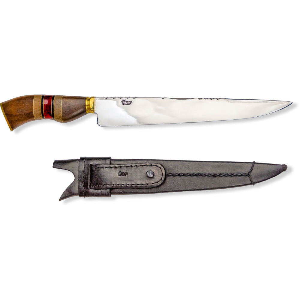 Brazilian Flame KF-REF004-10-RED 10" Traditional Line Stainless Steel Knife 5mm with Wooden Handle w/Case
