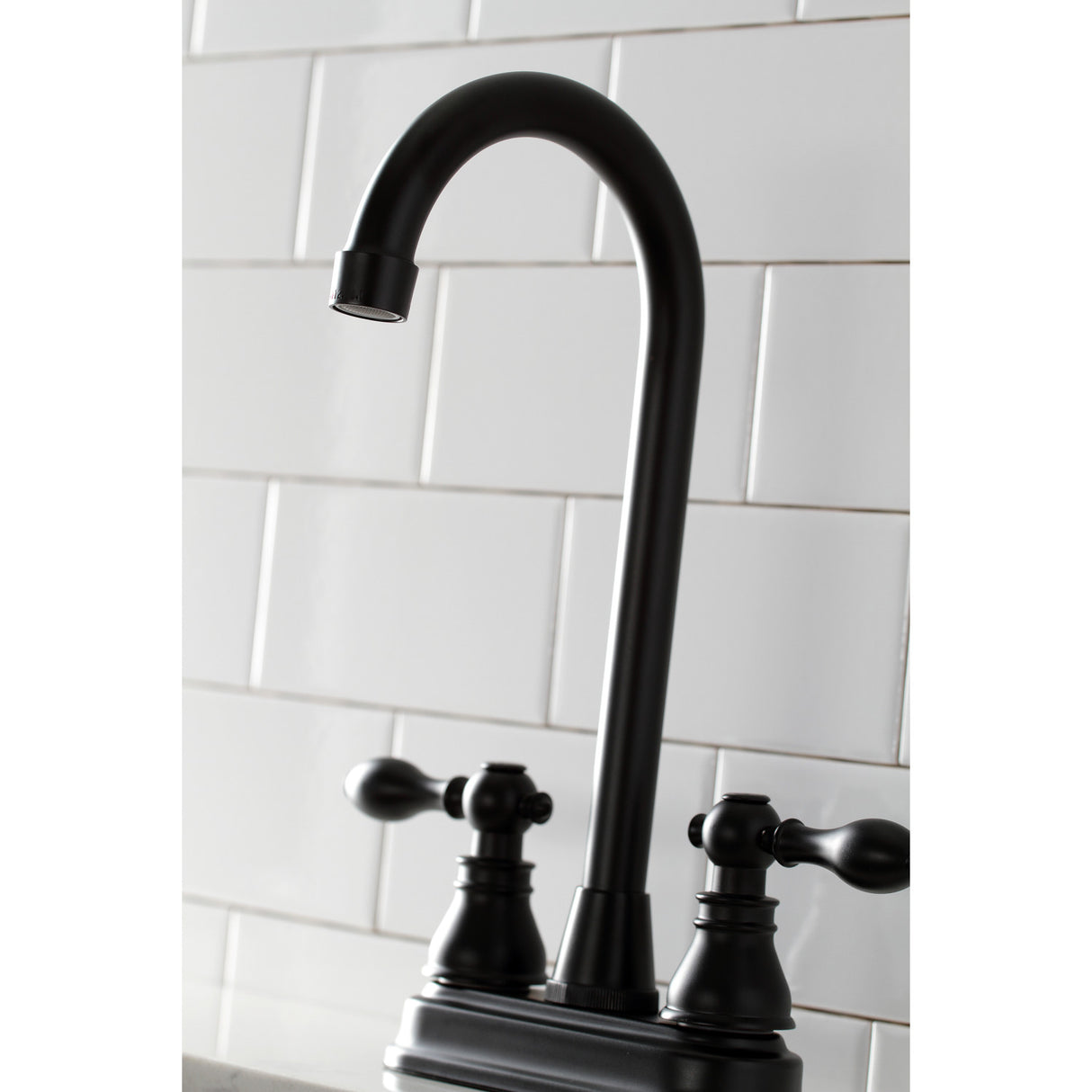 Kingston Brass KB490ACL American Classic Two-Handle High-Arc Bar Faucet, Matte Black