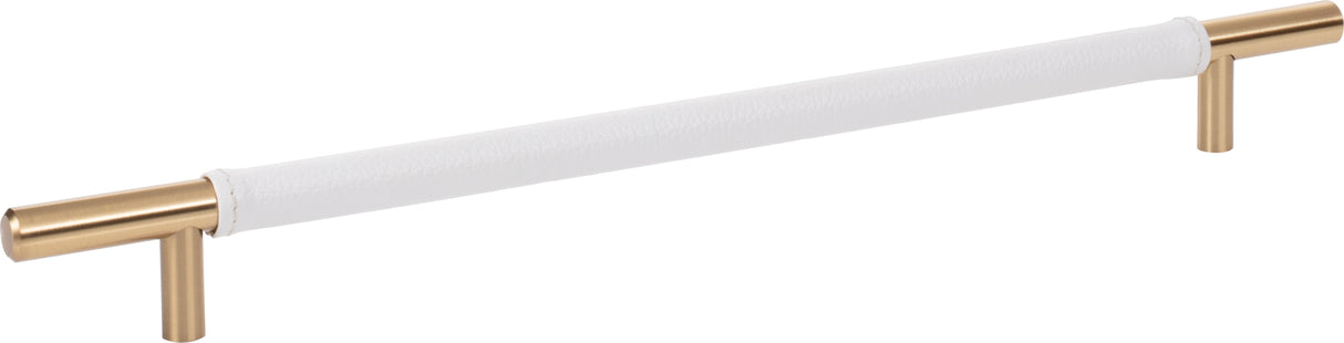 Atlas Homewares Zanzibar White Leather Pull 11 5/16 Inch (c-c) Warm Brass