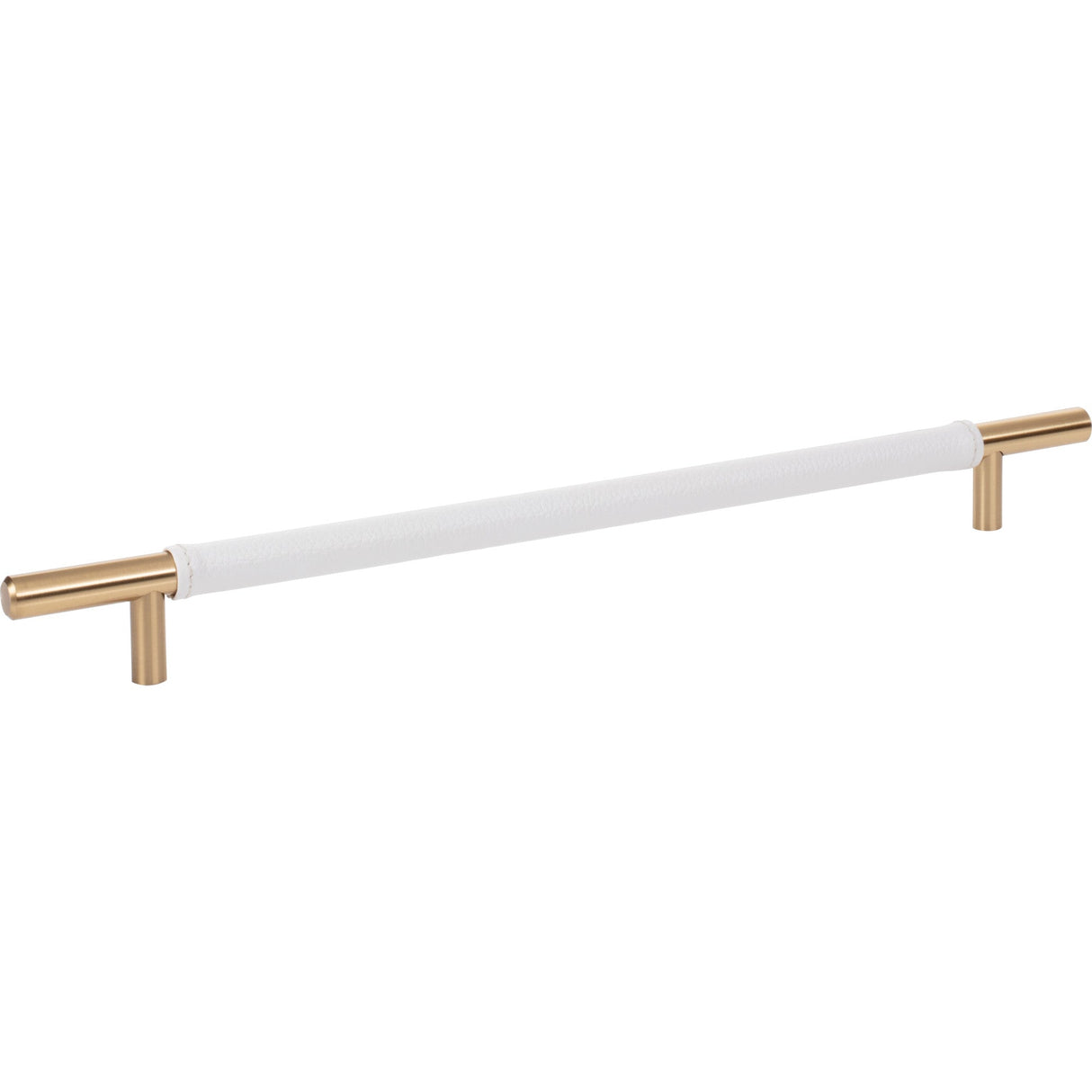 Atlas Homewares Zanzibar White Leather Pull 11 5/16 Inch (c-c) Warm Brass