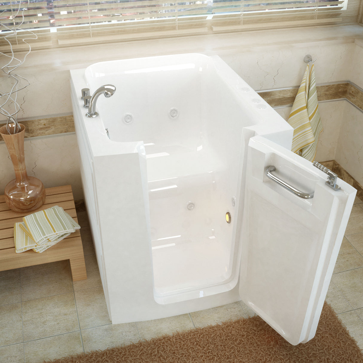 MediTub Walk-In 32 x 38 Right Door White Whirlpool Jetted Walk-In Bathtub