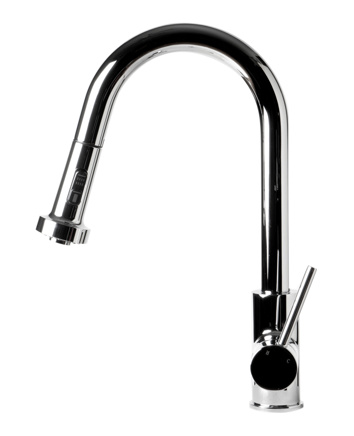 Polished Chrome Sensor Gooseneck Pull Down Kitchen Faucet