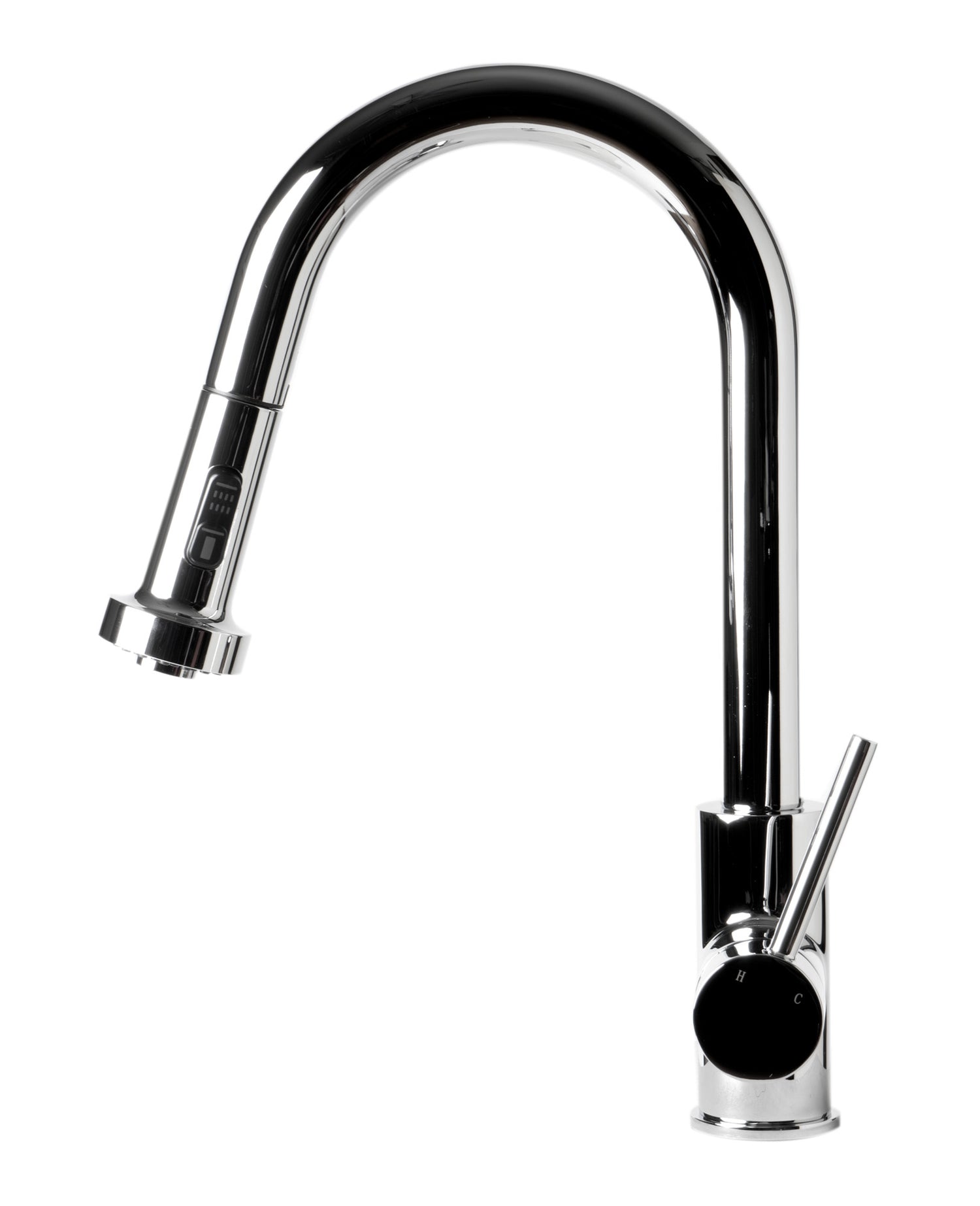 Polished Chrome Sensor Gooseneck Pull Down Kitchen Faucet