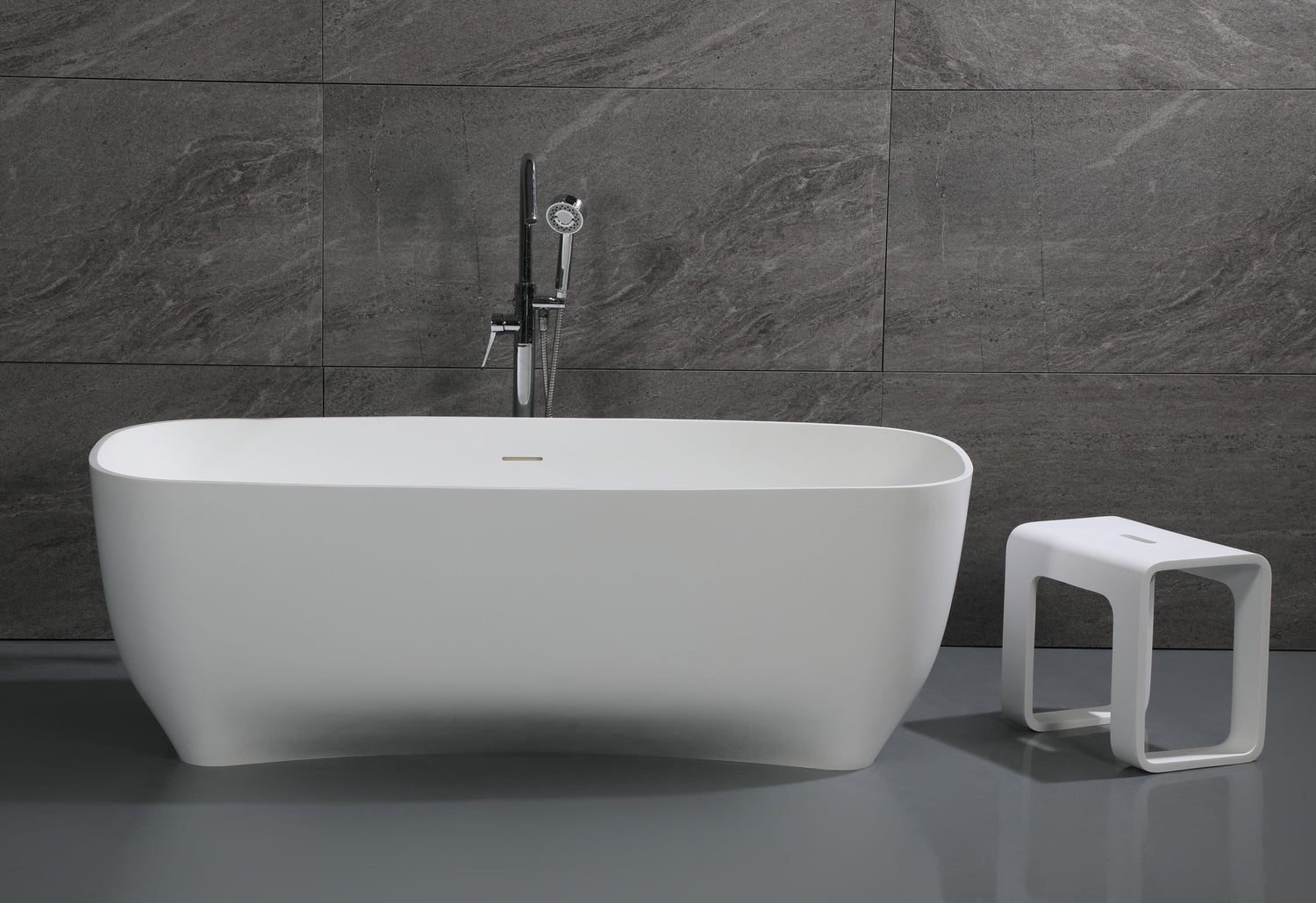 67" White Matte Solid Surface Resin Bathtub