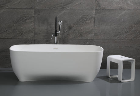 67" White Matte Solid Surface Resin Bathtub