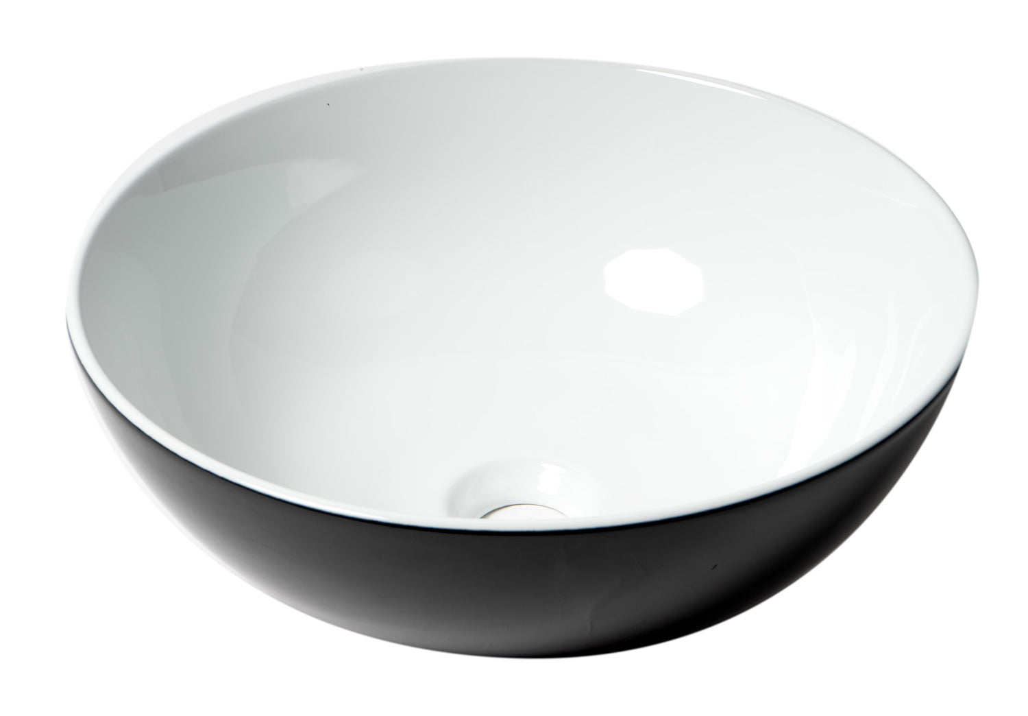 ALFI brand ABC906 Black & White 15" Round Vessel Above Mount Ceramic Sink