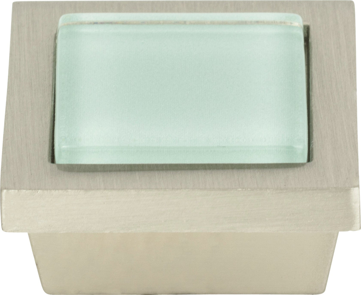 Atlas Homewares Spa Green Square Knob 1 3/8 Inch Brushed Nickel