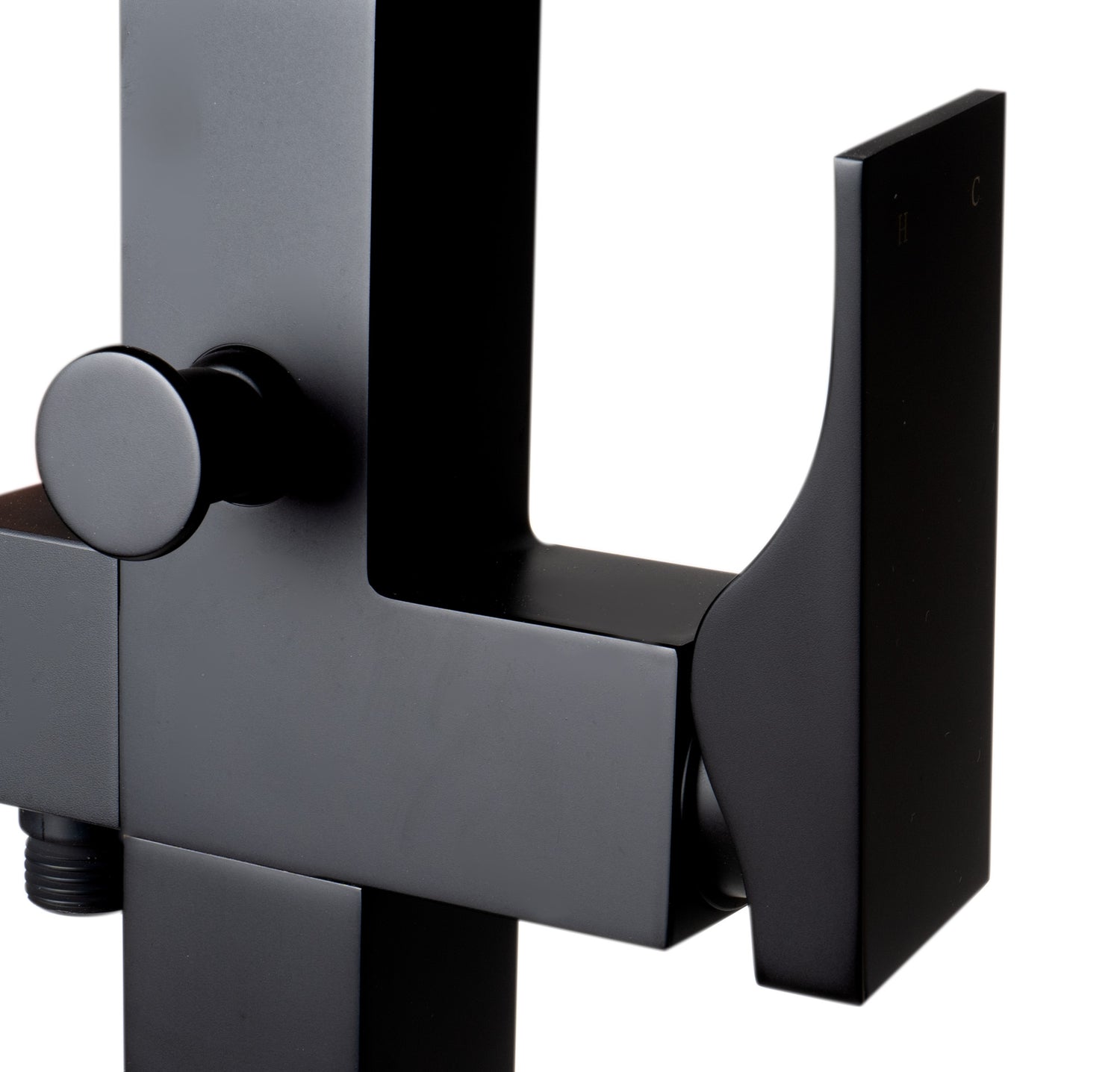 Black Matte Single Lever Floor Mounted Tub Filler Mixer w Hand Held Shower Head