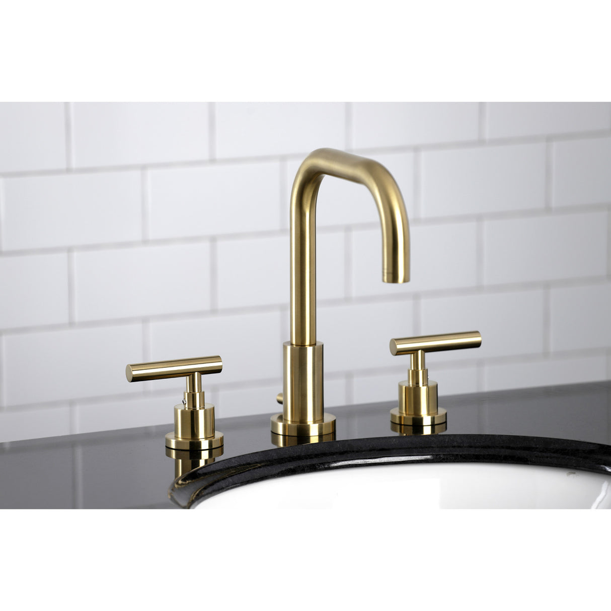 Kingston Brass FSC8933CML Manhattan Widespread Bathroom Faucet with Brass Pop-Up, Brushed Brass