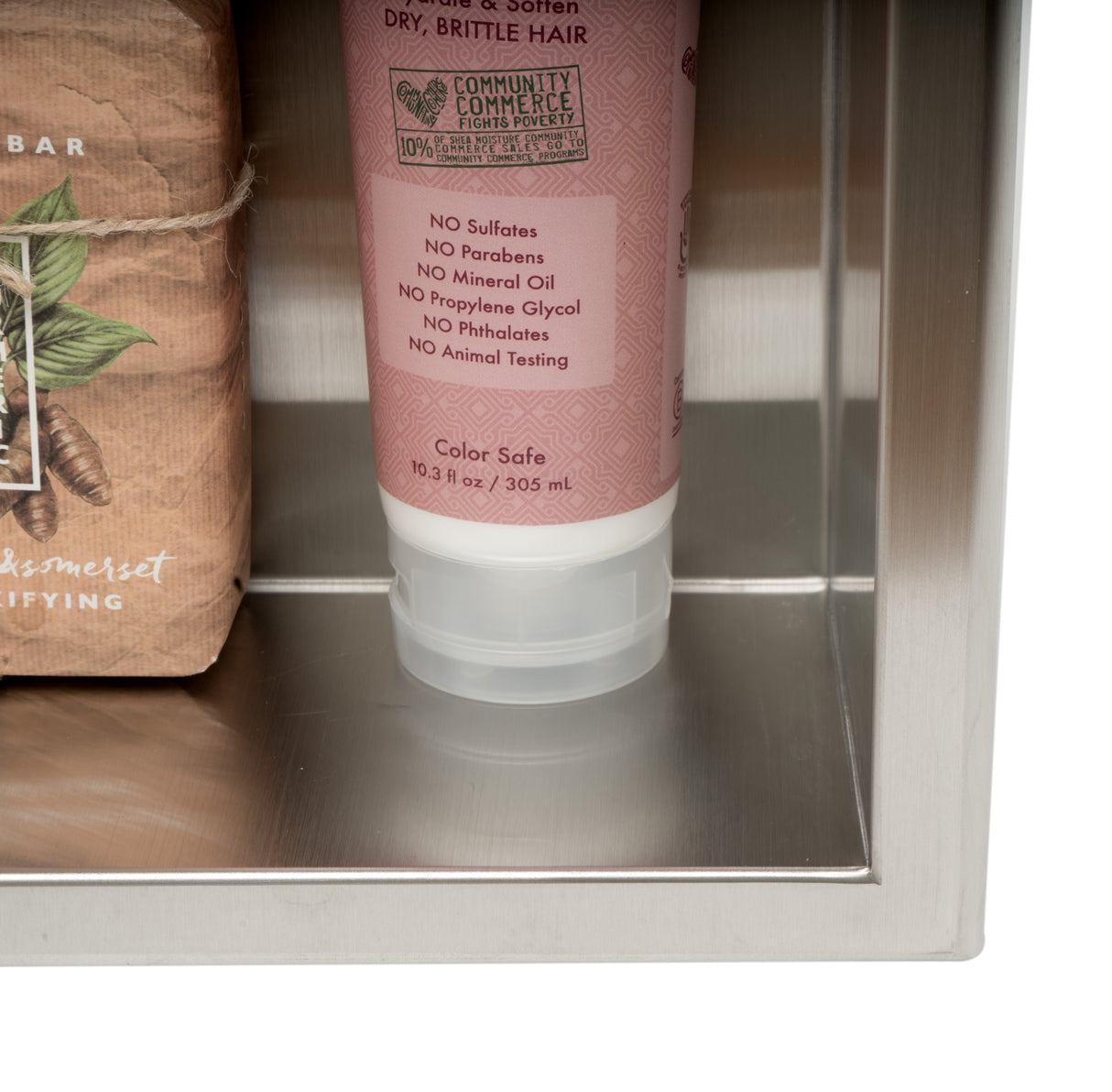 ALFI brand 12 x 12 Brushed Stainless Steel Square Single Shelf Bath Shower Niche