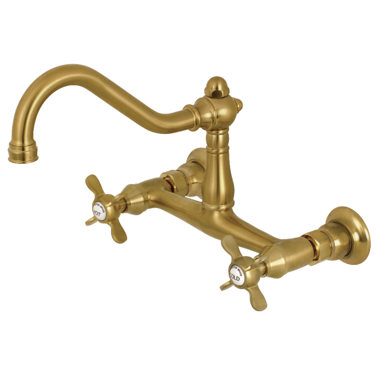 Kingston Brass KS3247BEX Essex Wall Mount Bathroom Faucet, Brushed Brass