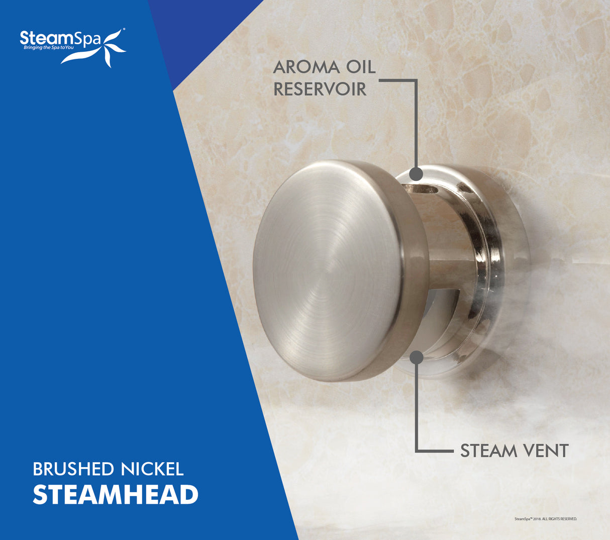 SteamSpa Royal 12 KW QuickStart Acu-Steam Bath Generator Package in Brushed Nickel RYT1200BN