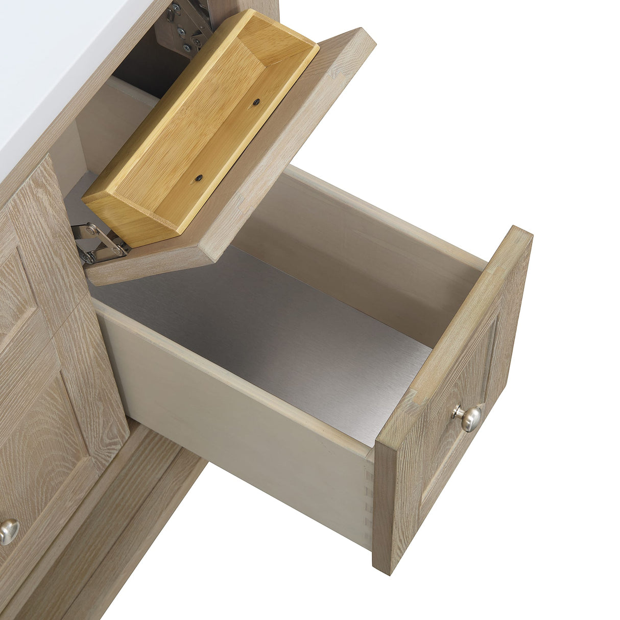 Breckenridge 36" Single Vanity, Whitewashed Oak, w/ 3 CM Siberian Silestone Top
