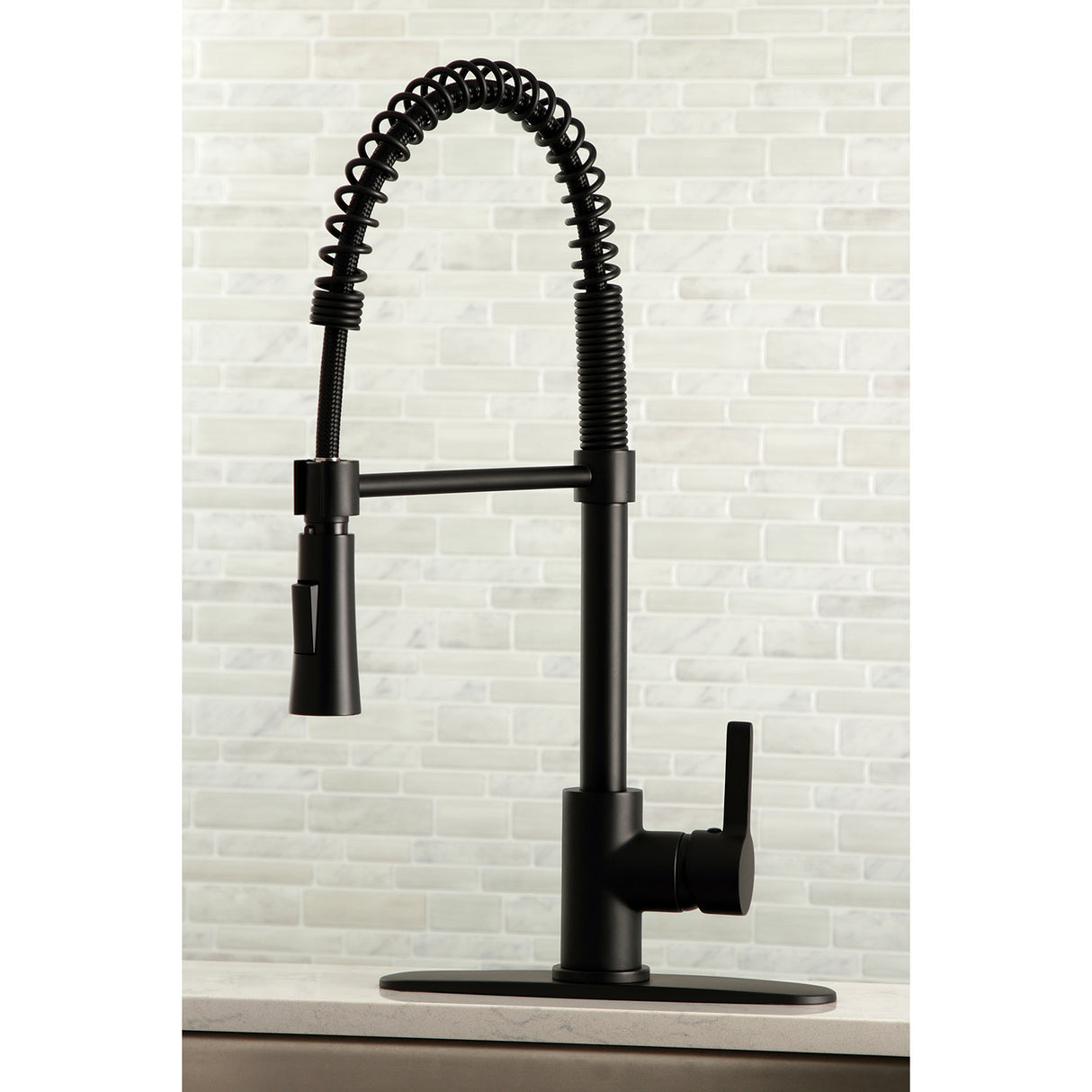 Gourmetier LS8670CTL Continental Single-Handle Pre-Rinse Kitchen Faucet, Matte Black