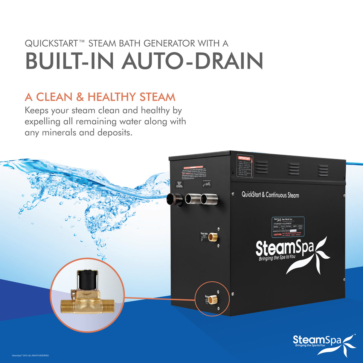 Steam Shower Generator Kit System | Gold + Self Drain Combo| Enclosure Steamer Sauna Spa Stall Package|Touch Screen Wifi App/Bluetooth Control Panel |2x 12 kW Raven | RVB2400GD-A RVB2400GD-A