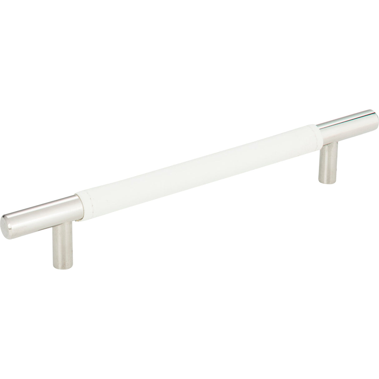 Atlas Homewares Zanzibar White Leather Pull 6 5/16 Inch (c-c) Polished Chrome