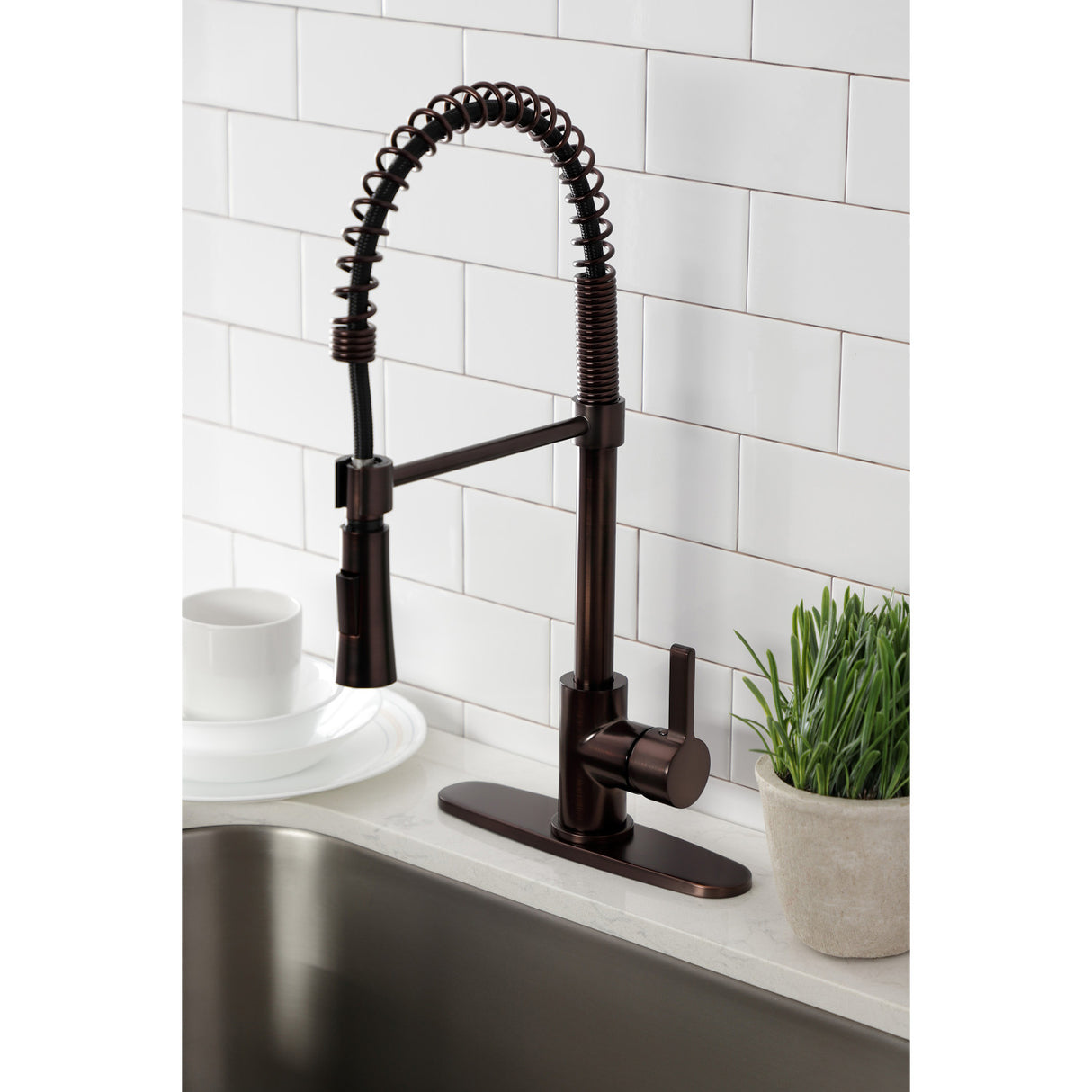 Gourmetier LS8675CTL Continental Single-Handle Pre-Rinse Kitchen Faucet, Oil Rubbed Bronze