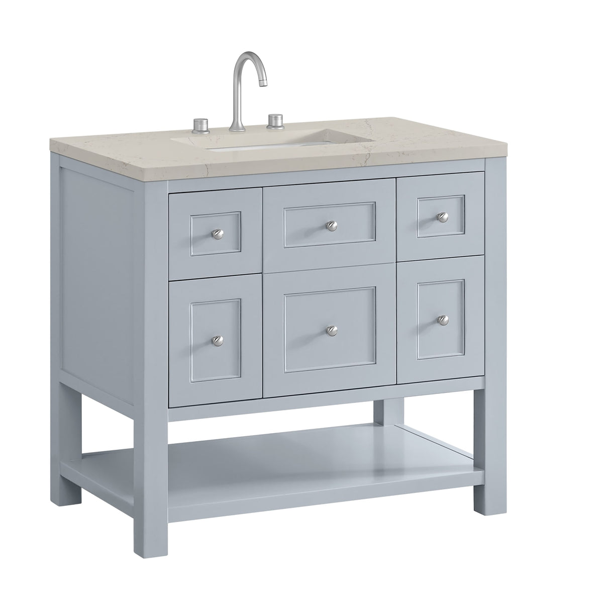 Breckenridge 36" Single Vanity, Serenity Blue, w/ 3 CM Siberian Silestone Top