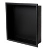 ALFI brand 16" x 16" Black Matte Stainless Steel Square Single Shelf Bath Shower Niche