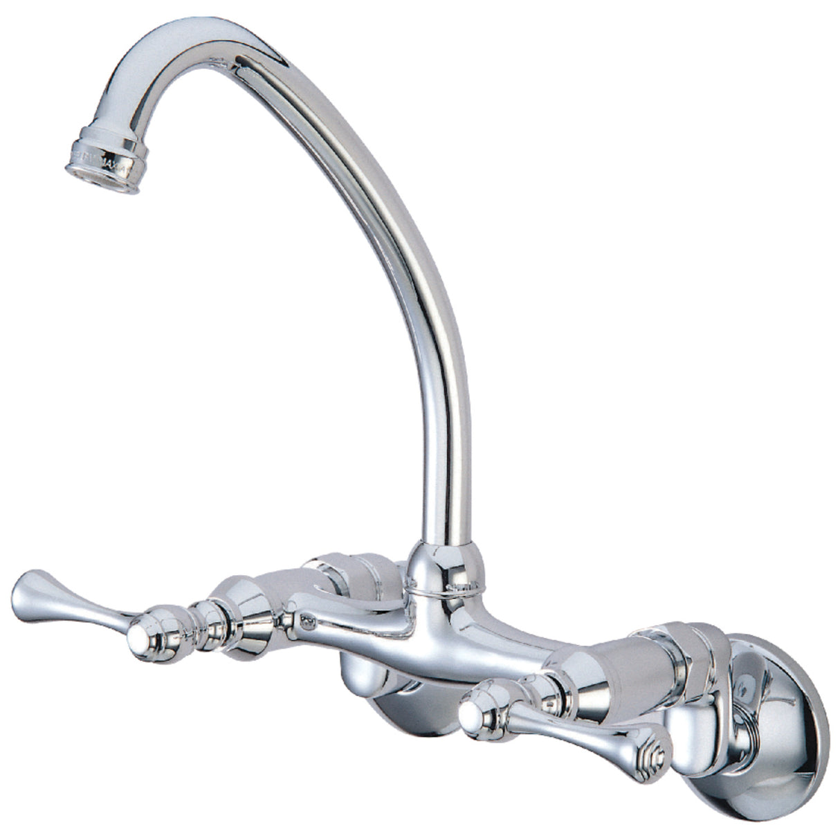 Kingston Brass KS314C Kingston Two Handle Wall Mount Kitchen Faucet, Polished Chrome